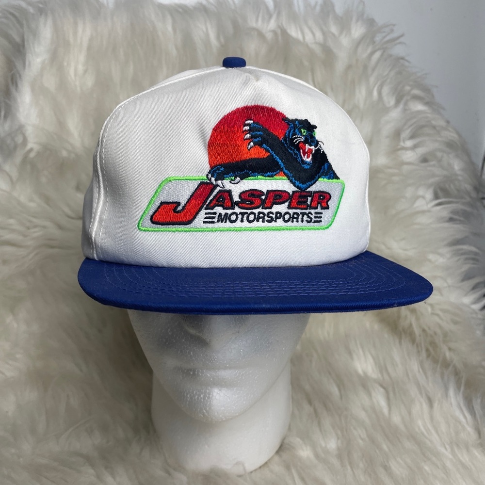 Vintage Jasper Motorsports Snapback Hat Cap Jaguar Black Cat Blue Red White NEW